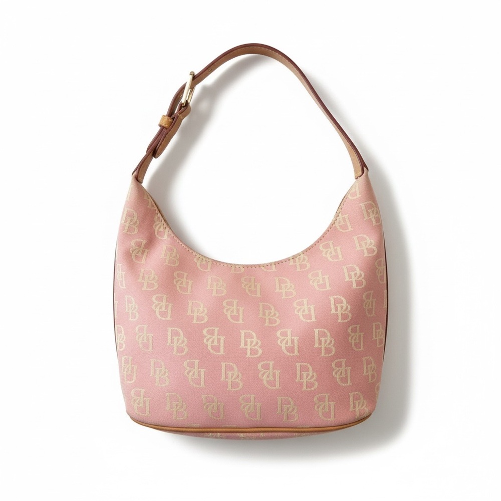 Vintage Dooney & Bourke Signature Canvas Mini Hobo Bag Pink